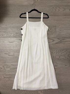 RW&CO. White Midi Dress with Side Button Detail